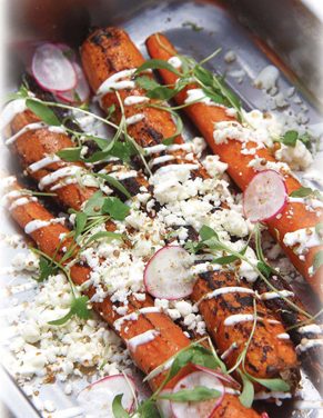 Charred Carrots with Toasted Coriander Seed, Cotija Cheese & Lime Mayo