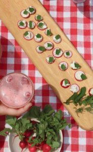 Radish and goat cheese appetizer