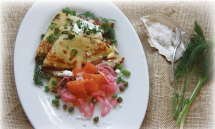 Green Onion Crepes with Smoked Salmon