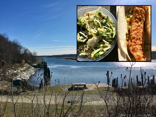 PICNIC LUNCHBREAK: Enjoying Takeout from The Rivershed in The Driftway Conservation Park, Scituate