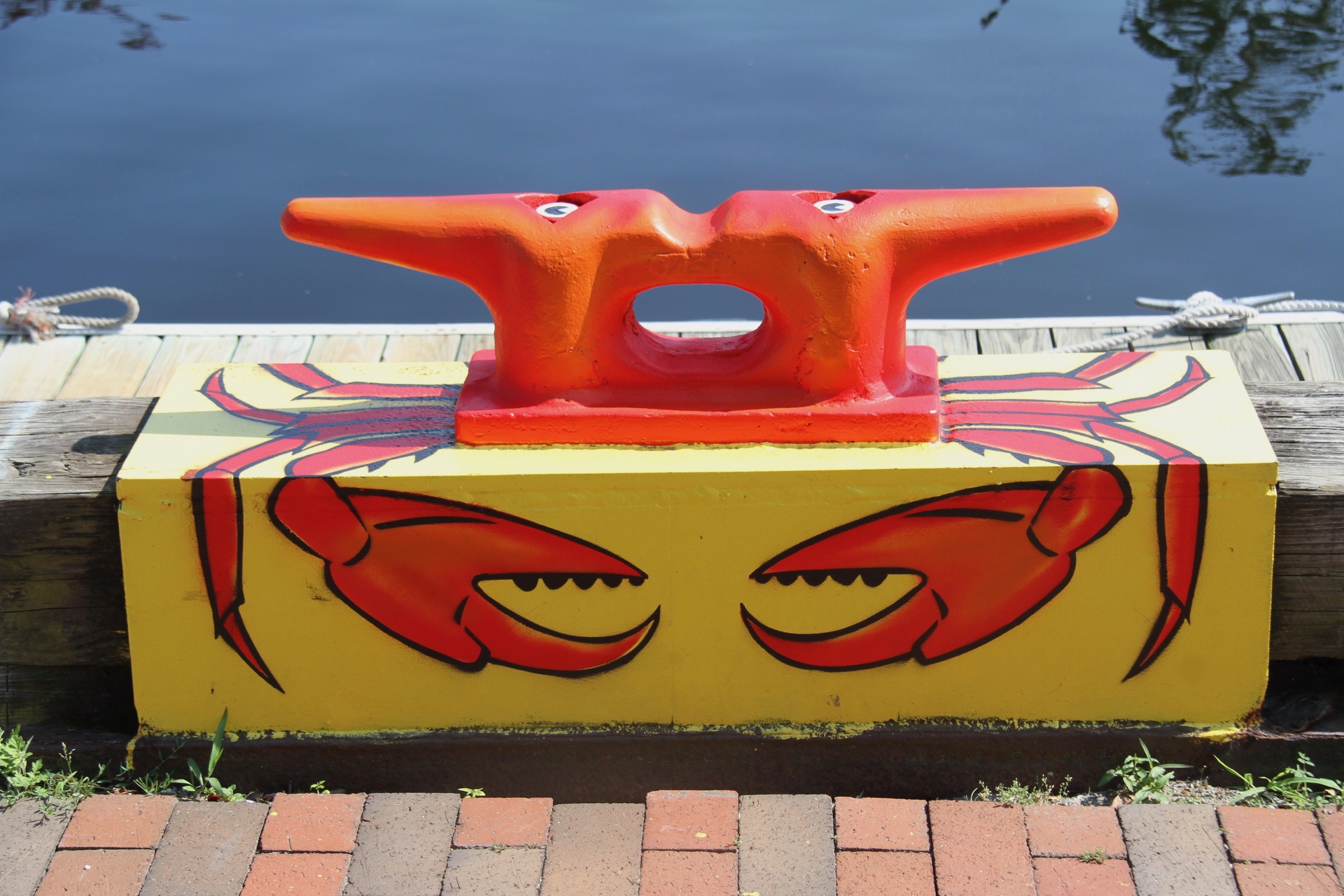 New Bedford Dock Cleat Painted as a Lobster