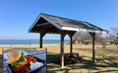 PICNIC LUNCHBREAK: Enjoying takeout from West End Grill at Kingston’s grays beach park