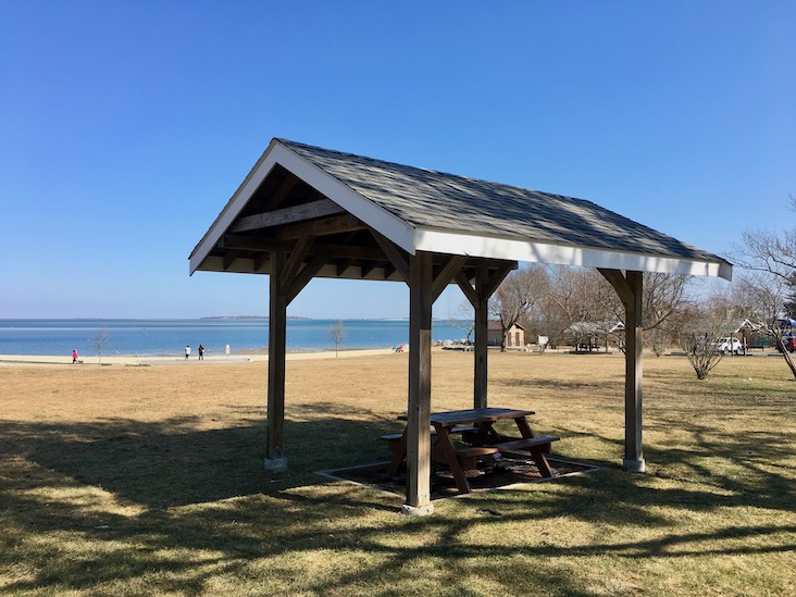 Gray's Beach Picnic Table, under cover 