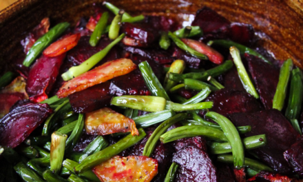 Air Fryer Roasted Beets and Garlic Scapes
