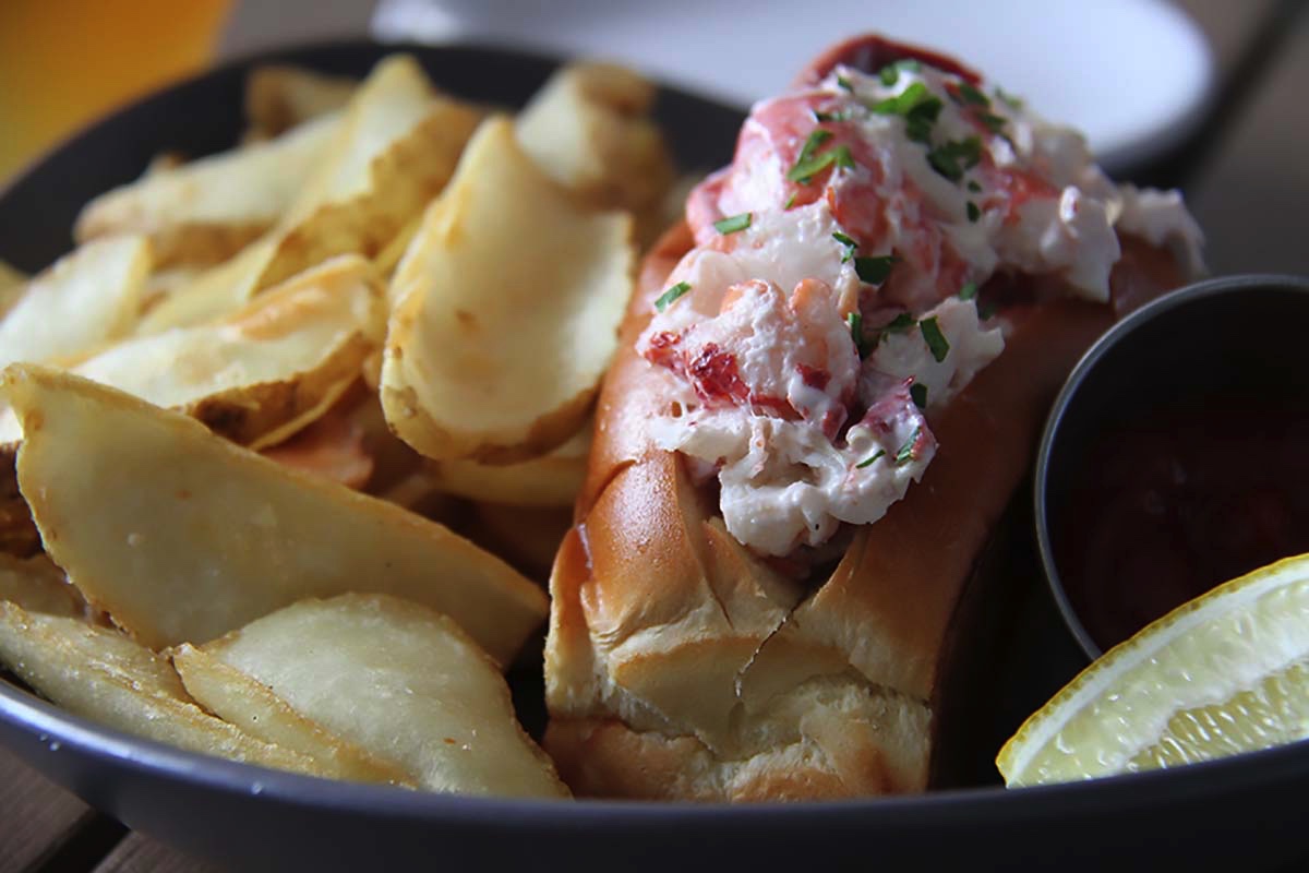 Lobster Roll and fries at Cheever Tavern, Norwell MA.