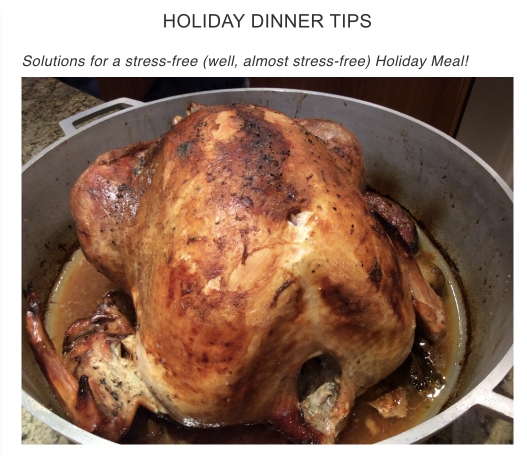 Review our holiday tips and recipes offered by a local chef